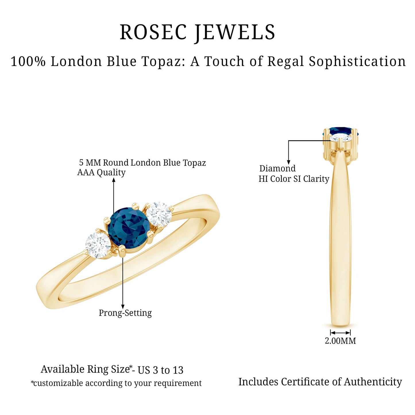 0.6 Carat London Blue Topaz Proposal Ring with Diamond