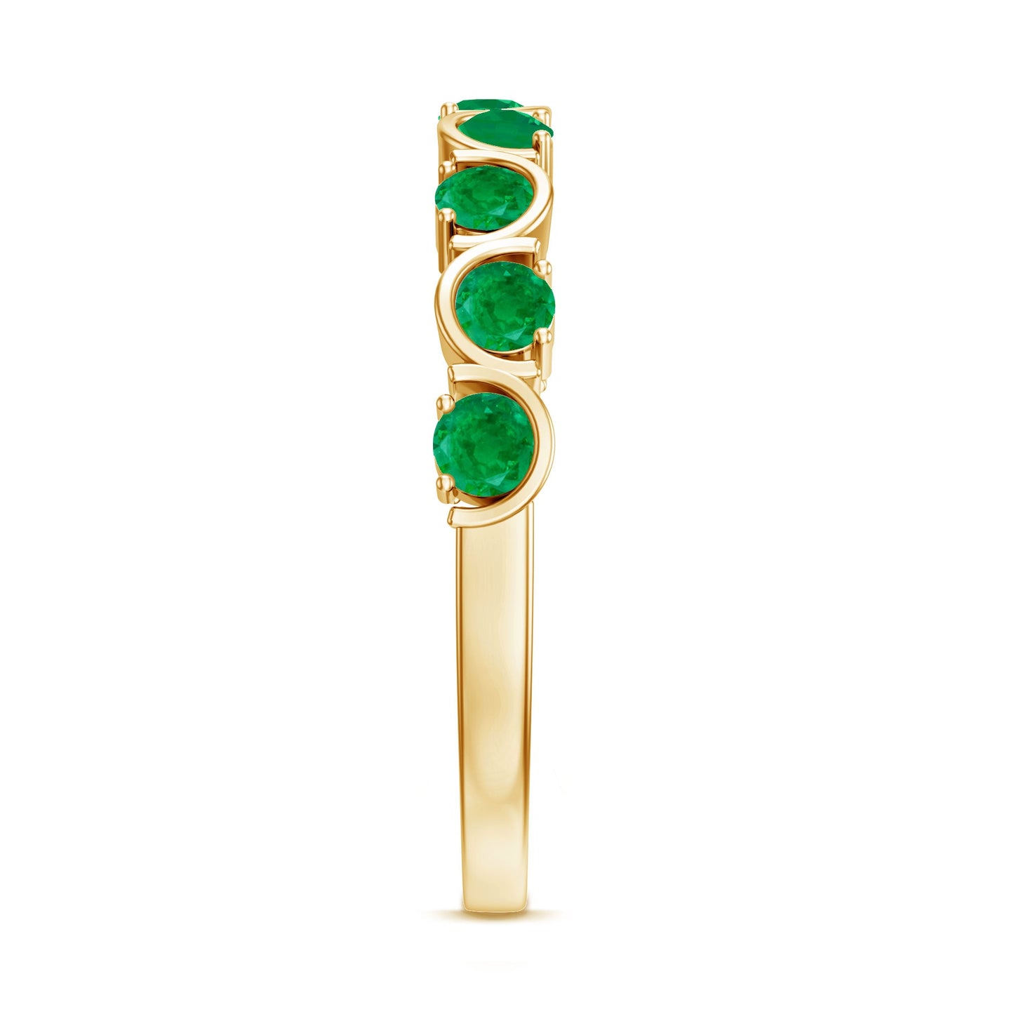 Natural Green Emerald Half Eternity Stackable Ring