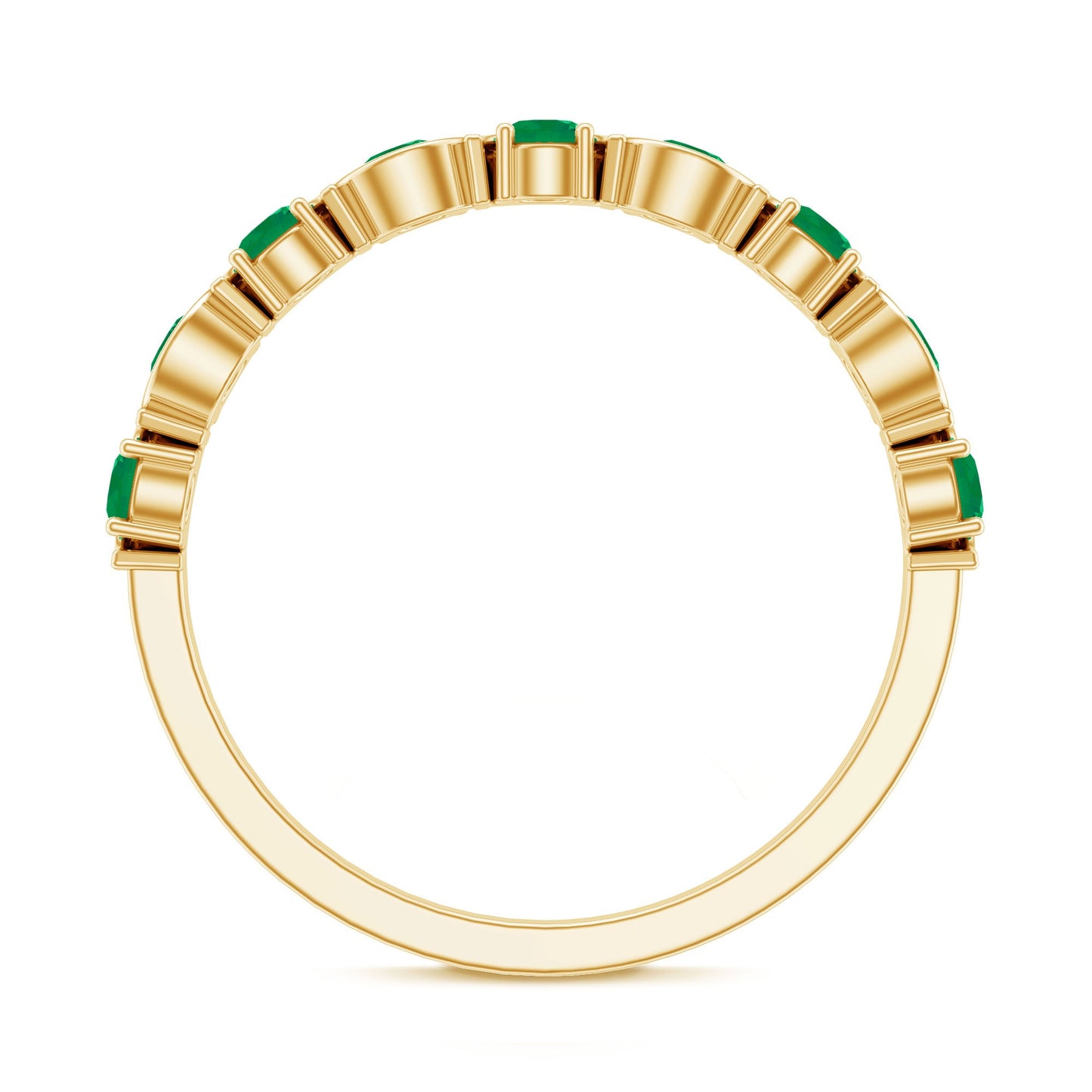 Natural Green Emerald Half Eternity Stackable Ring