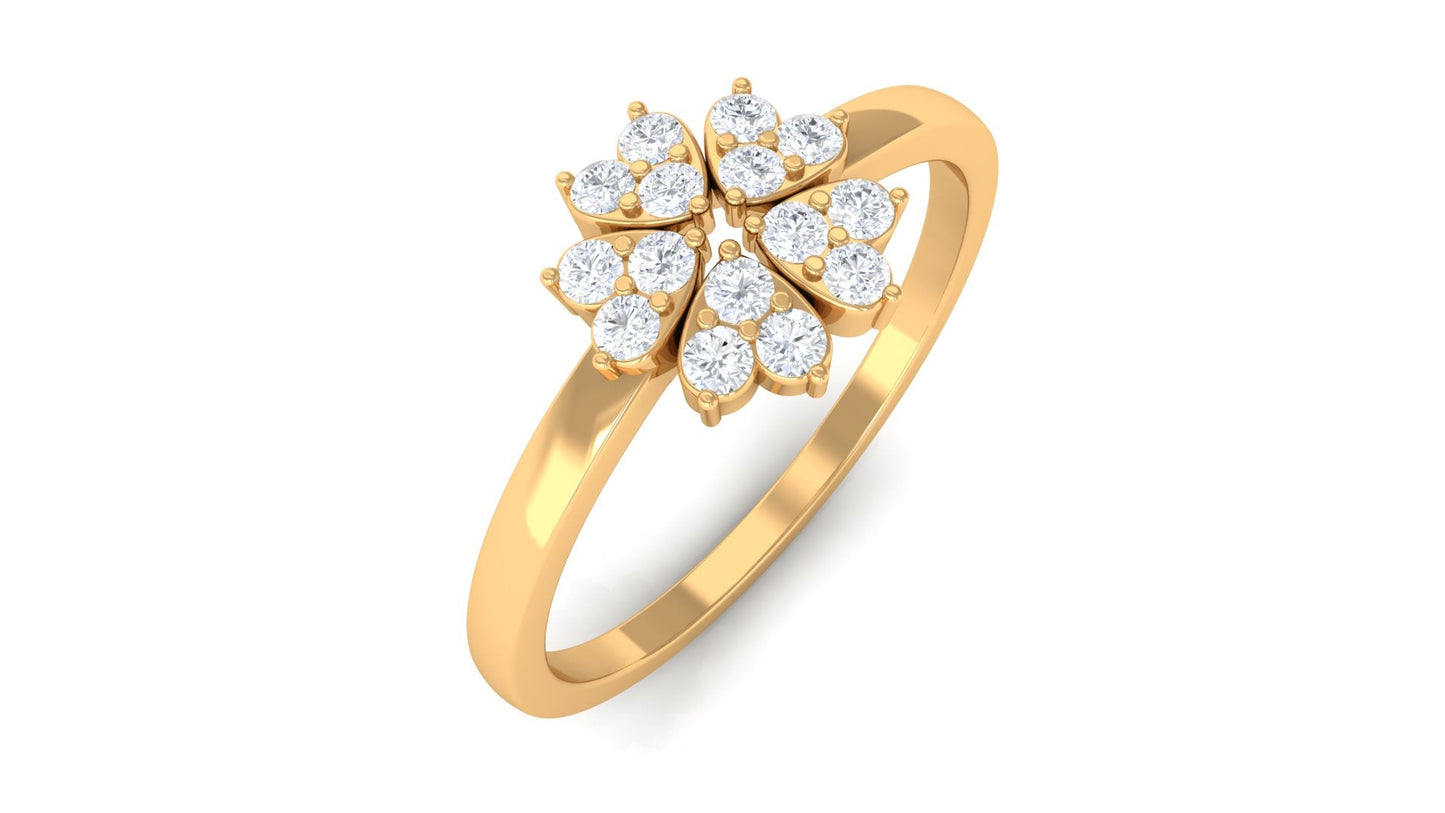 Natural Diamond Flower Promise Ring