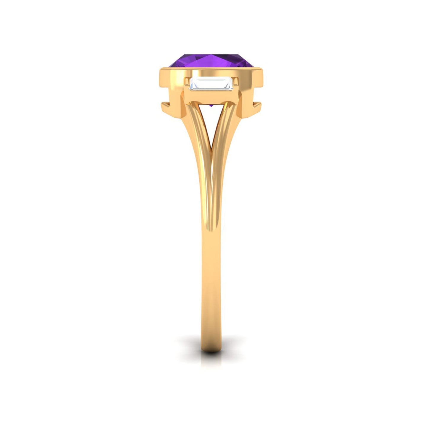 Genuine 2 Carat Amethyst Cushion Cut Engagement Ring with Diamond