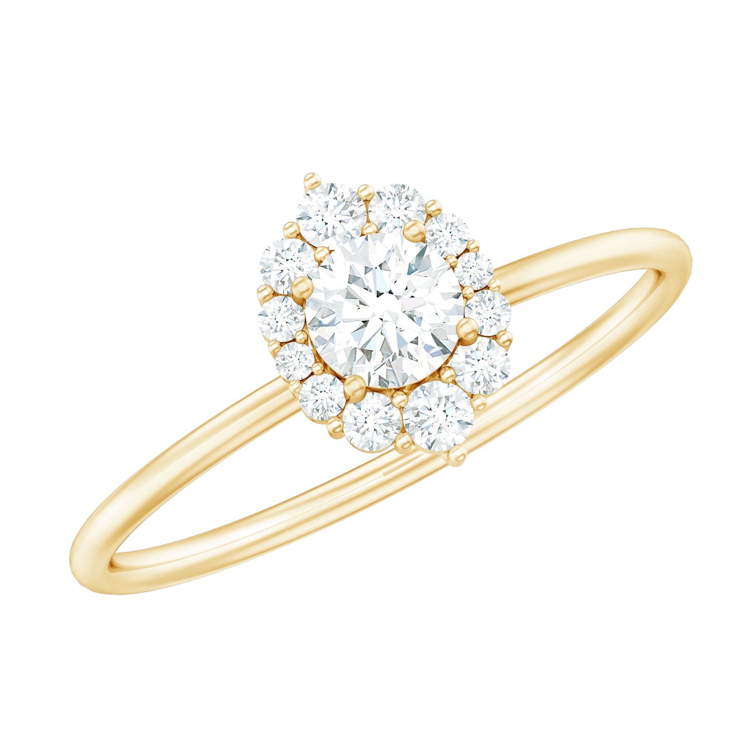 Minimal Real Diamond Engagement Ring with Halo