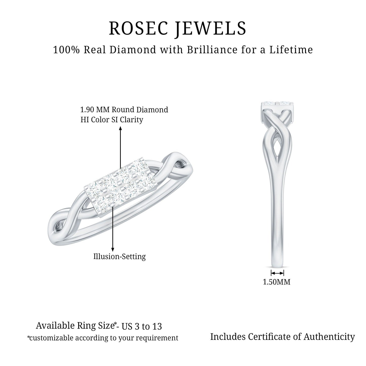 Contemporary Diamond Engagement Ring with Infinity Shank