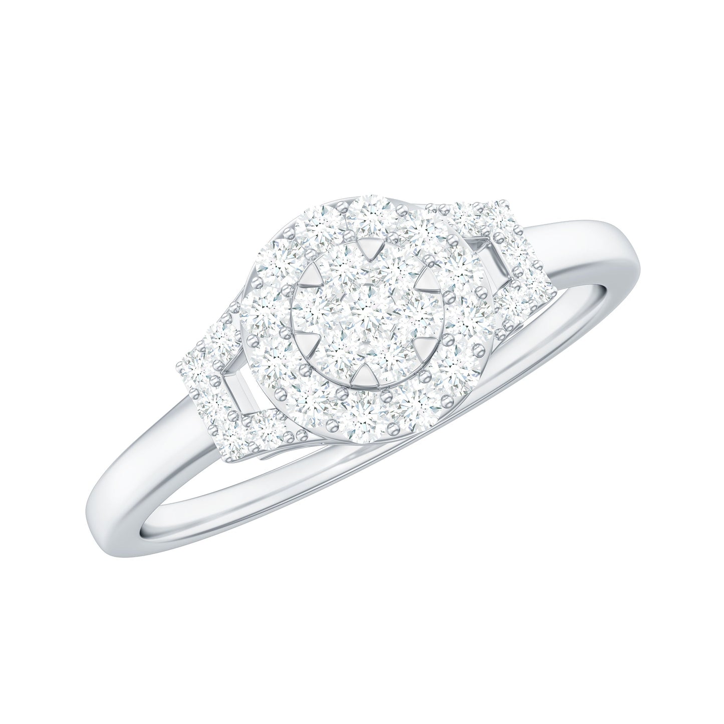 Real Diamond Engagement Ring with Halo
