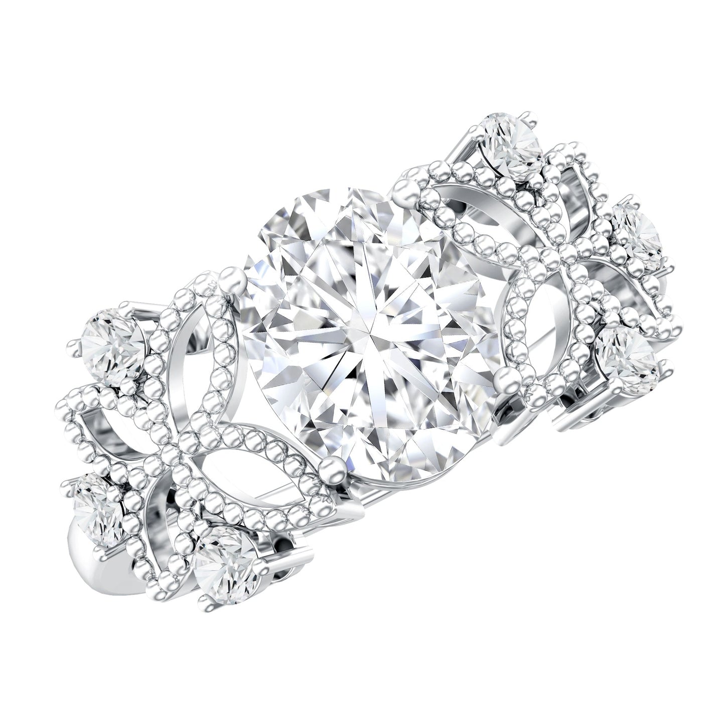 1.2 Carat Oval Lab Grown Diamond Flower Engagement Ring