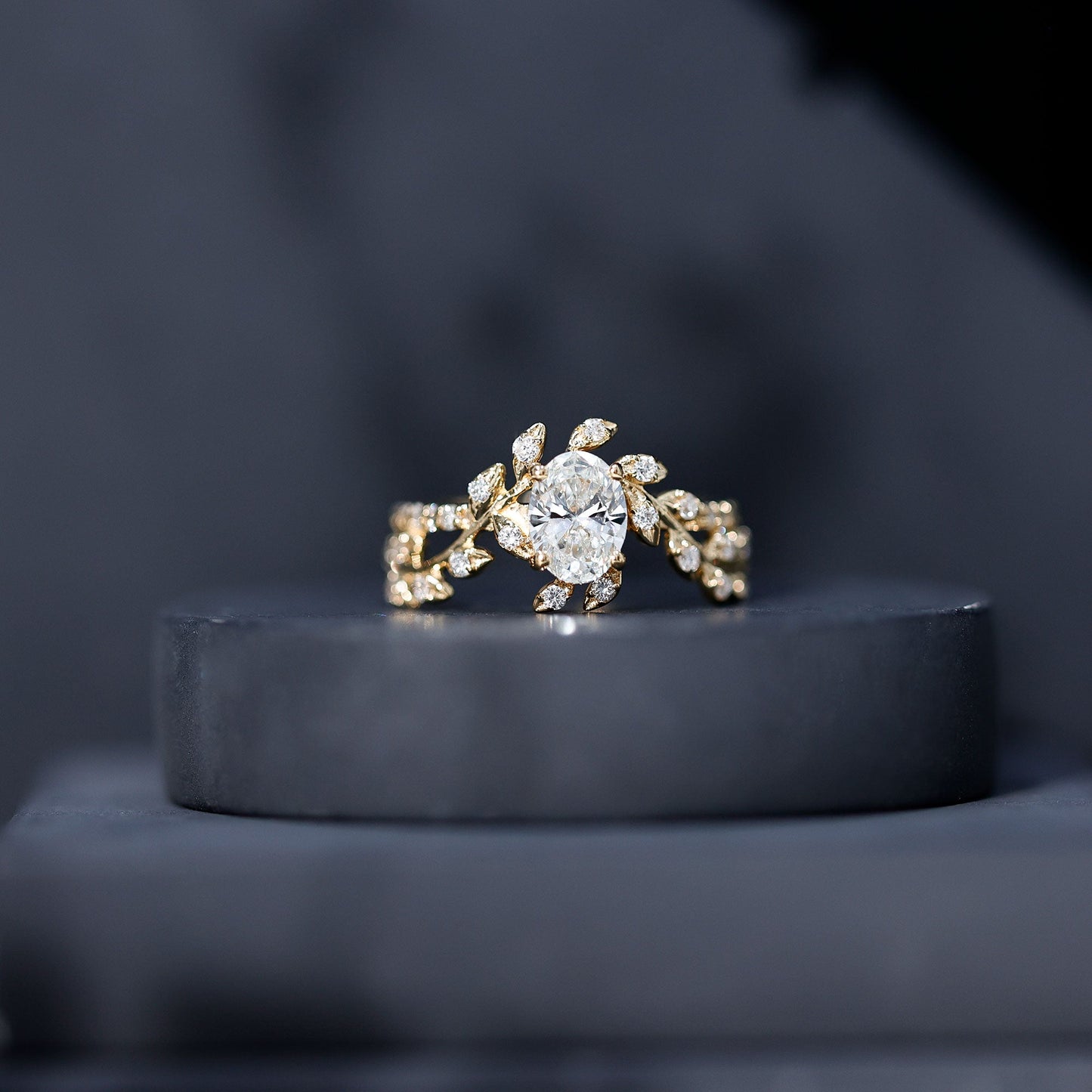1.2 Carat Oval Lab Grown Diamond Petal Prong Engagement Ring