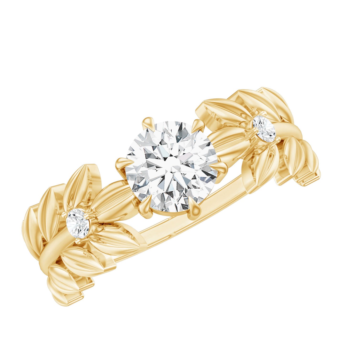 0.9 Carat Lab Grown Diamond Nature Inspired Engagement Ring