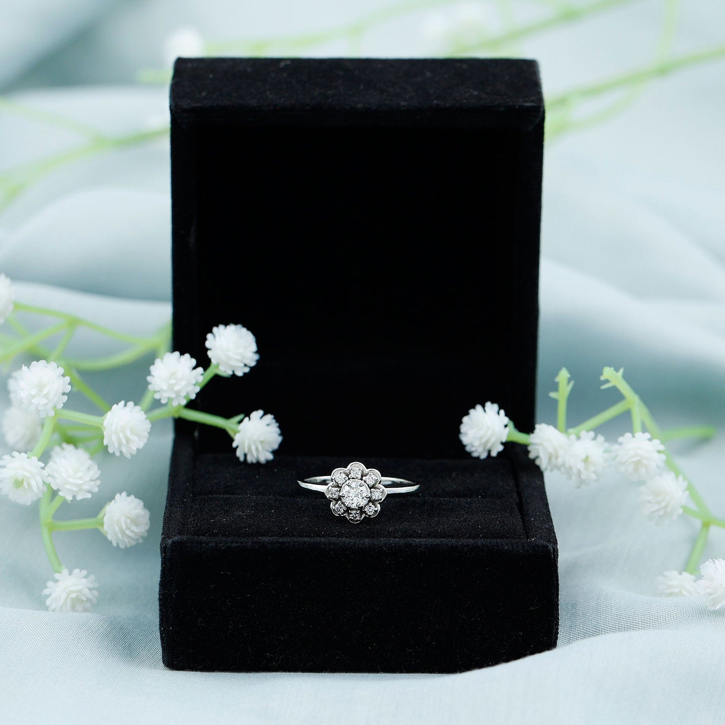 Certified Lab Grown Diamond Flower Promise Ring For Women