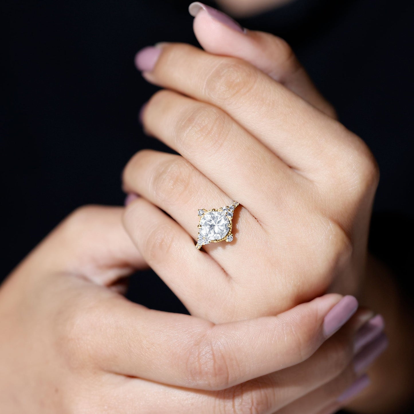 2 Carat Lab Grown Diamond Vintage Inspired Engagement Ring