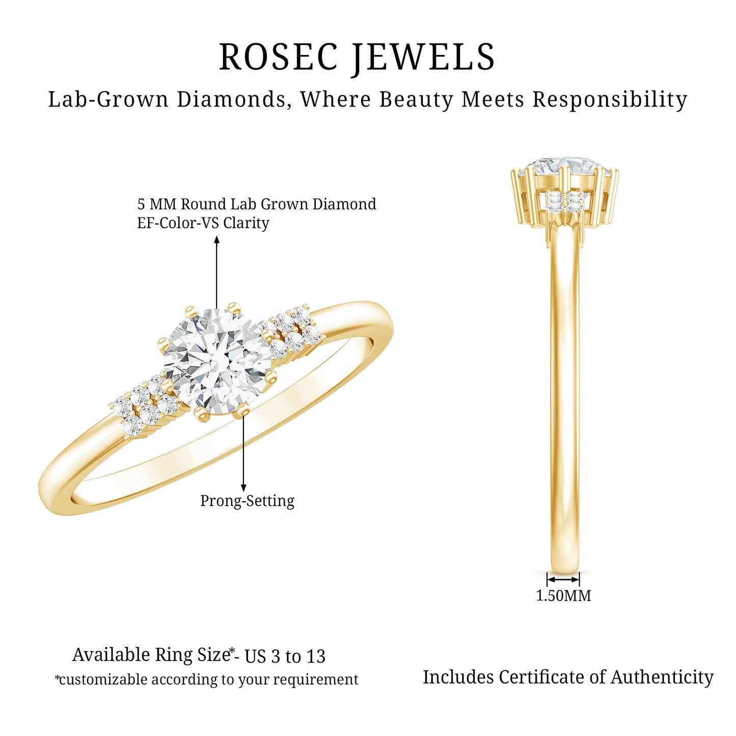 Certified 0.4 Carat Lab Grown Diamond Solitaire Promise Ring