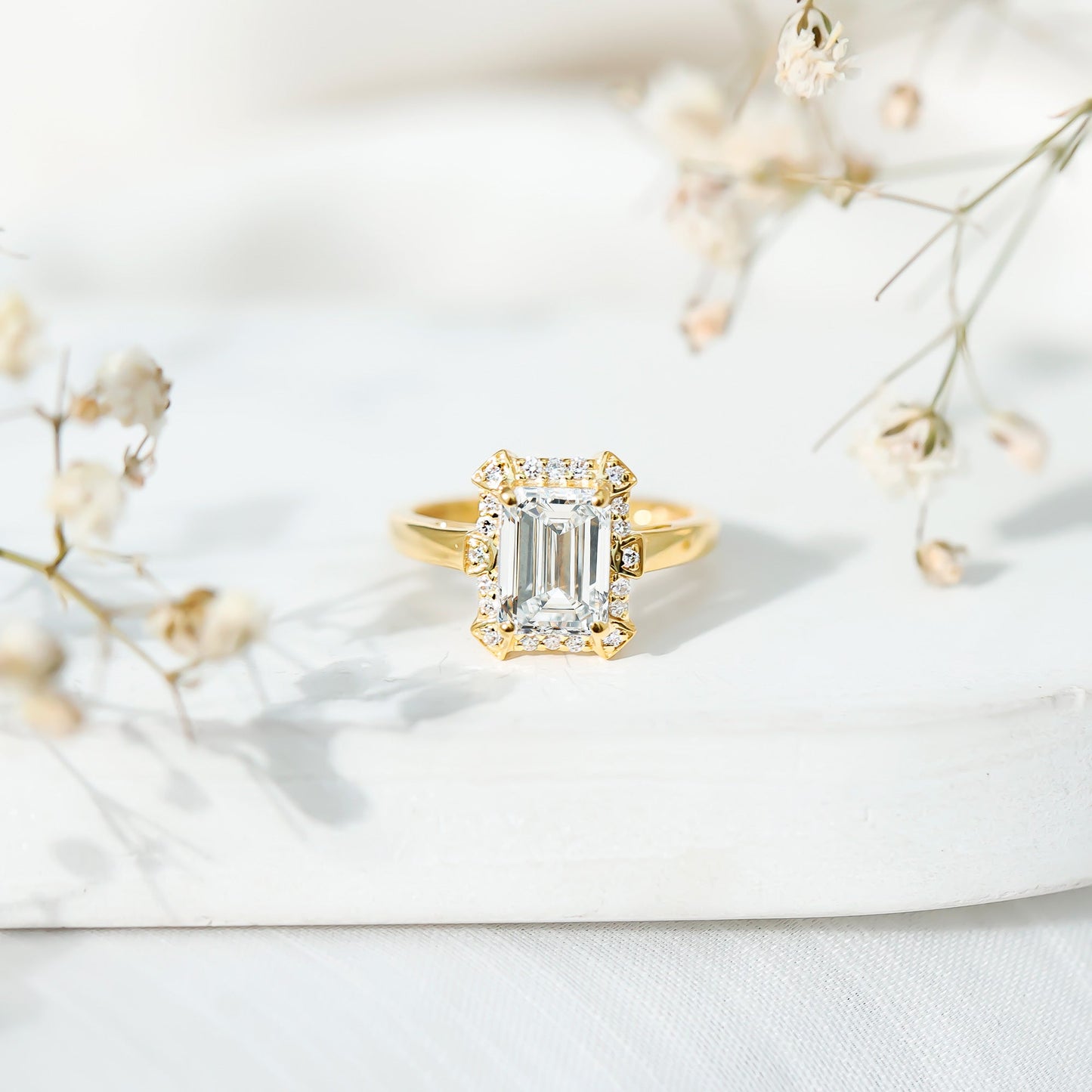 Certified 1.8 Carat Lab Grown Diamond Emerald Cut Engagement Ring
