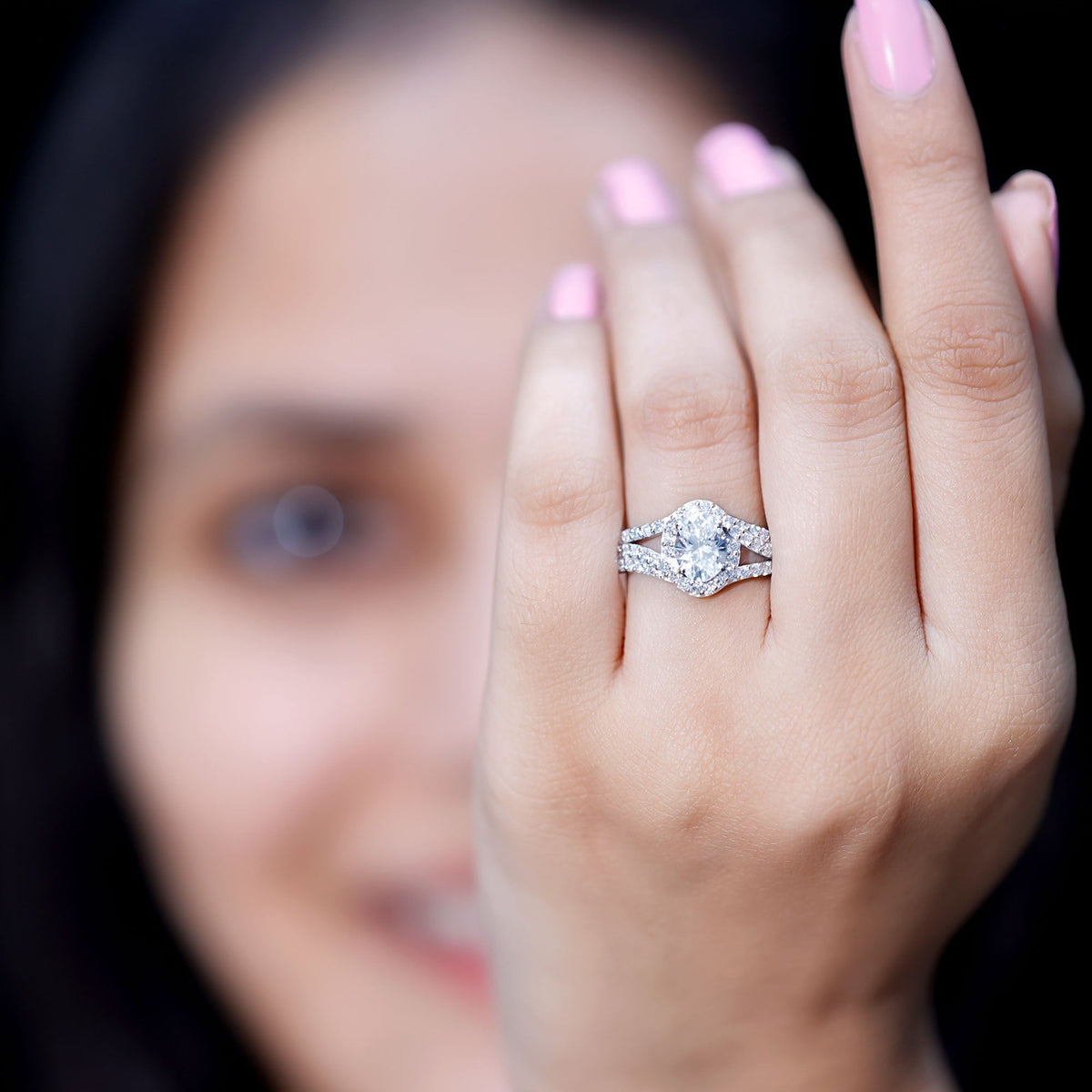 Certified 1.2 Carat Oval Lab Grown Diamond Split Shank Engagement Ring