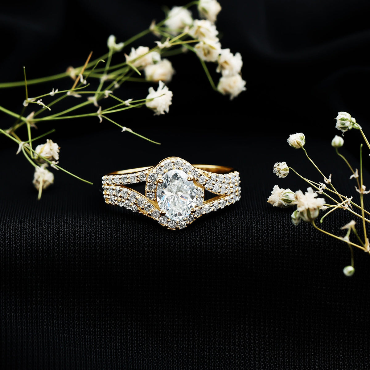 Certified 1.2 Carat Oval Lab Grown Diamond Split Shank Engagement Ring