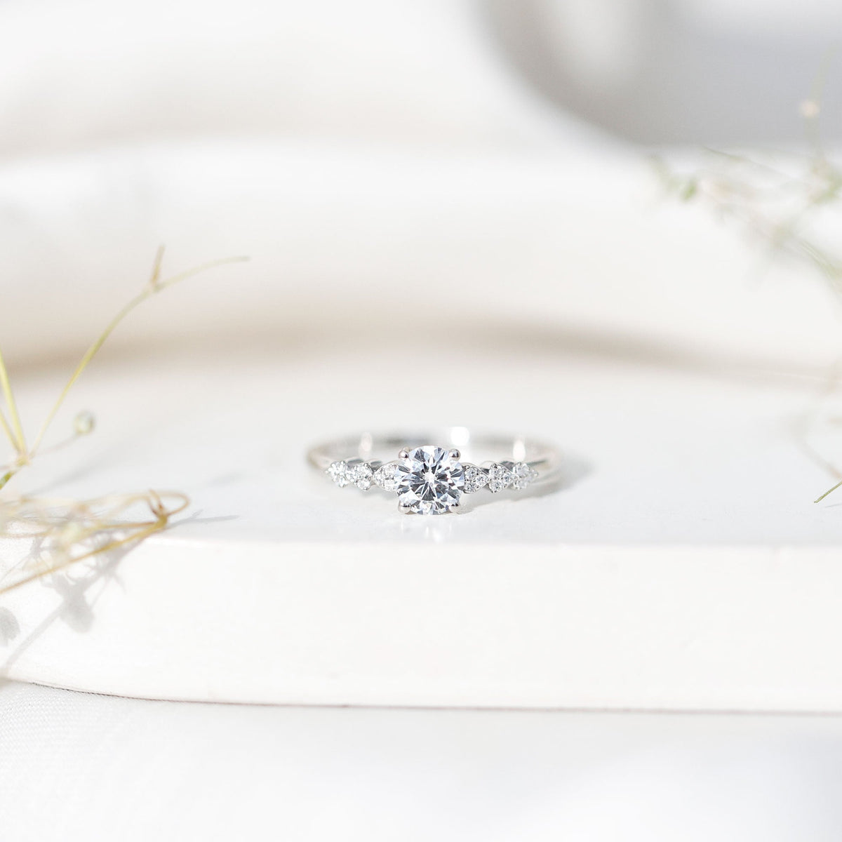 Certified 0.4 Carat Lab Grown Diamond Designer Engagement Ring