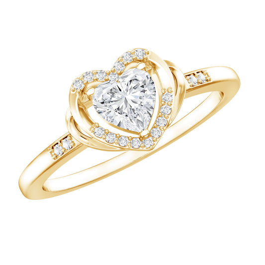 Certified Lab Created 0.5 Carat Heart Diamond Halo Engagement Ring