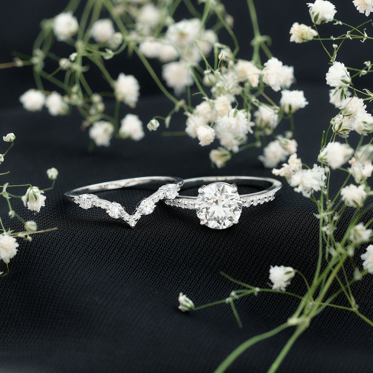 Certified Lab Grown Diamond Bridal Ring Set For Women