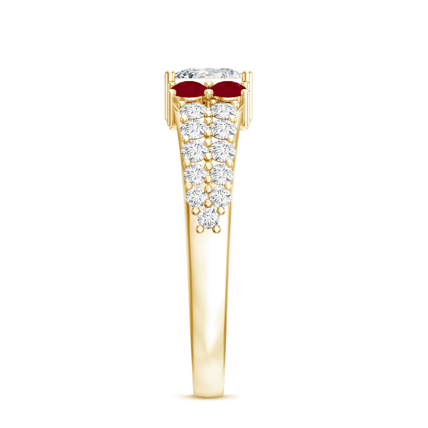 Lab Grown Diamond 0.8 Carat Princess Cut Engagement Ring With Ruby