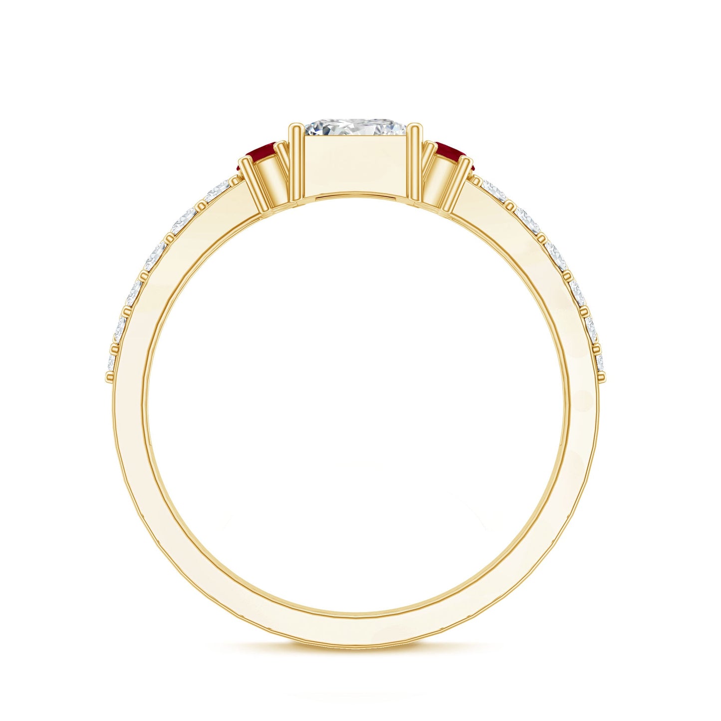 Lab Grown Diamond 0.8 Carat Princess Cut Engagement Ring With Ruby