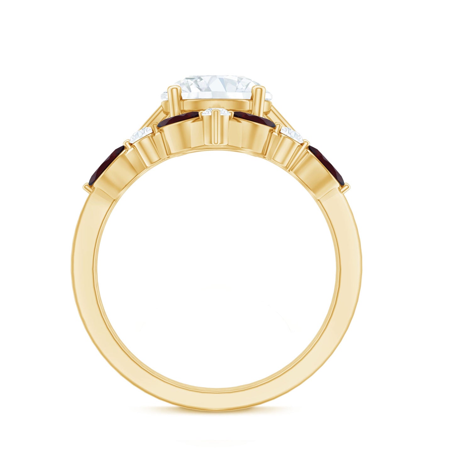 Certified 2 Carat Lab Grown Diamond Bridal Ring Set With Garnet Enhancer