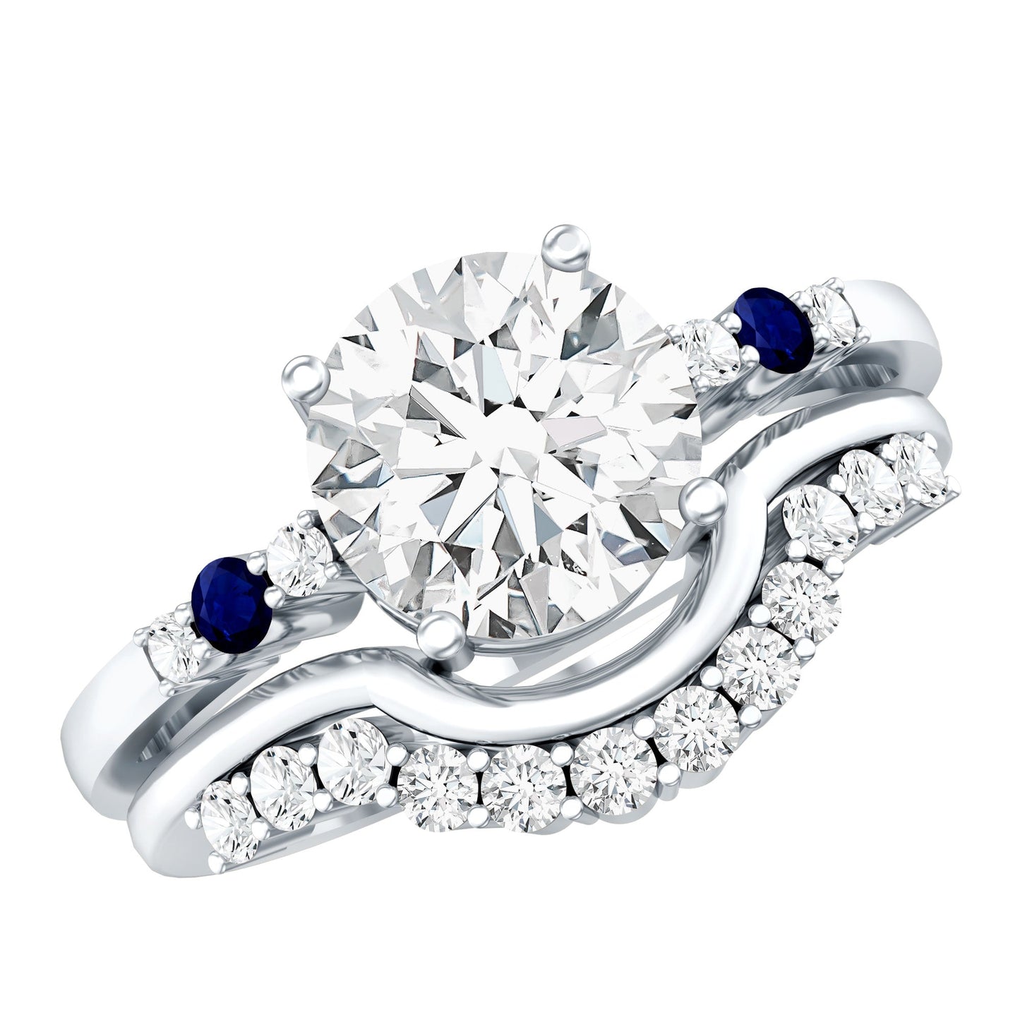 2 Carat Certified Lab Grown Diamond Engagement Ring With Wedding Band
