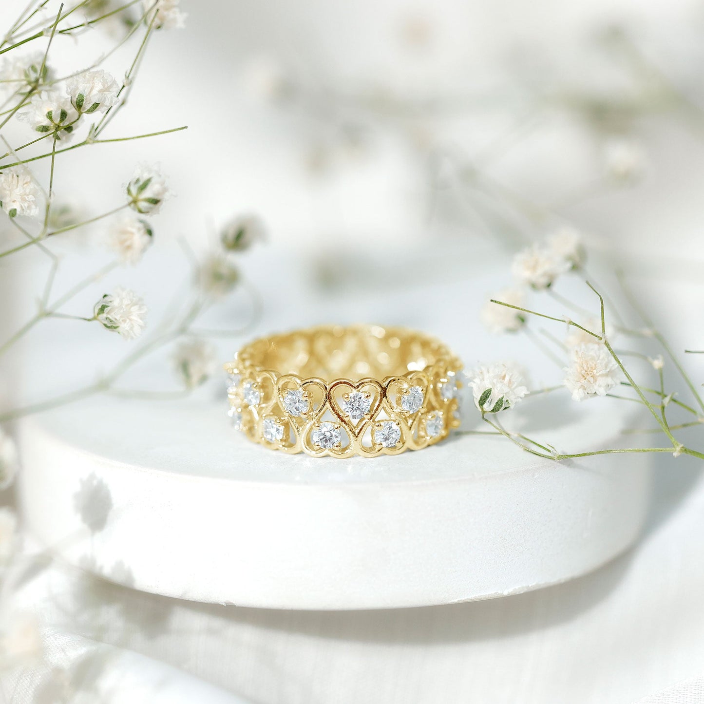 Certified Lab Grown Diamond Heart Eternity Band Ring