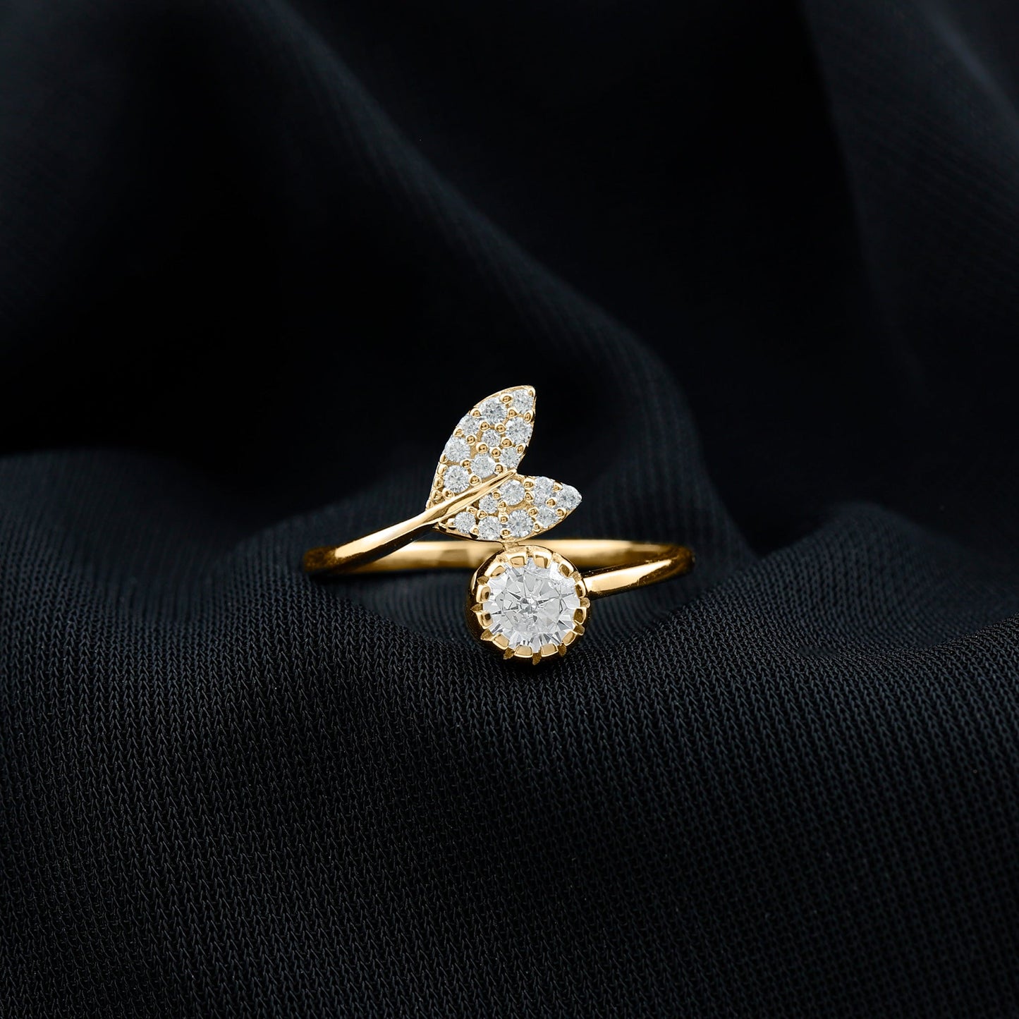 Certified 0.4 Carat Round Lab Grown Diamond Tail Cuff Ring