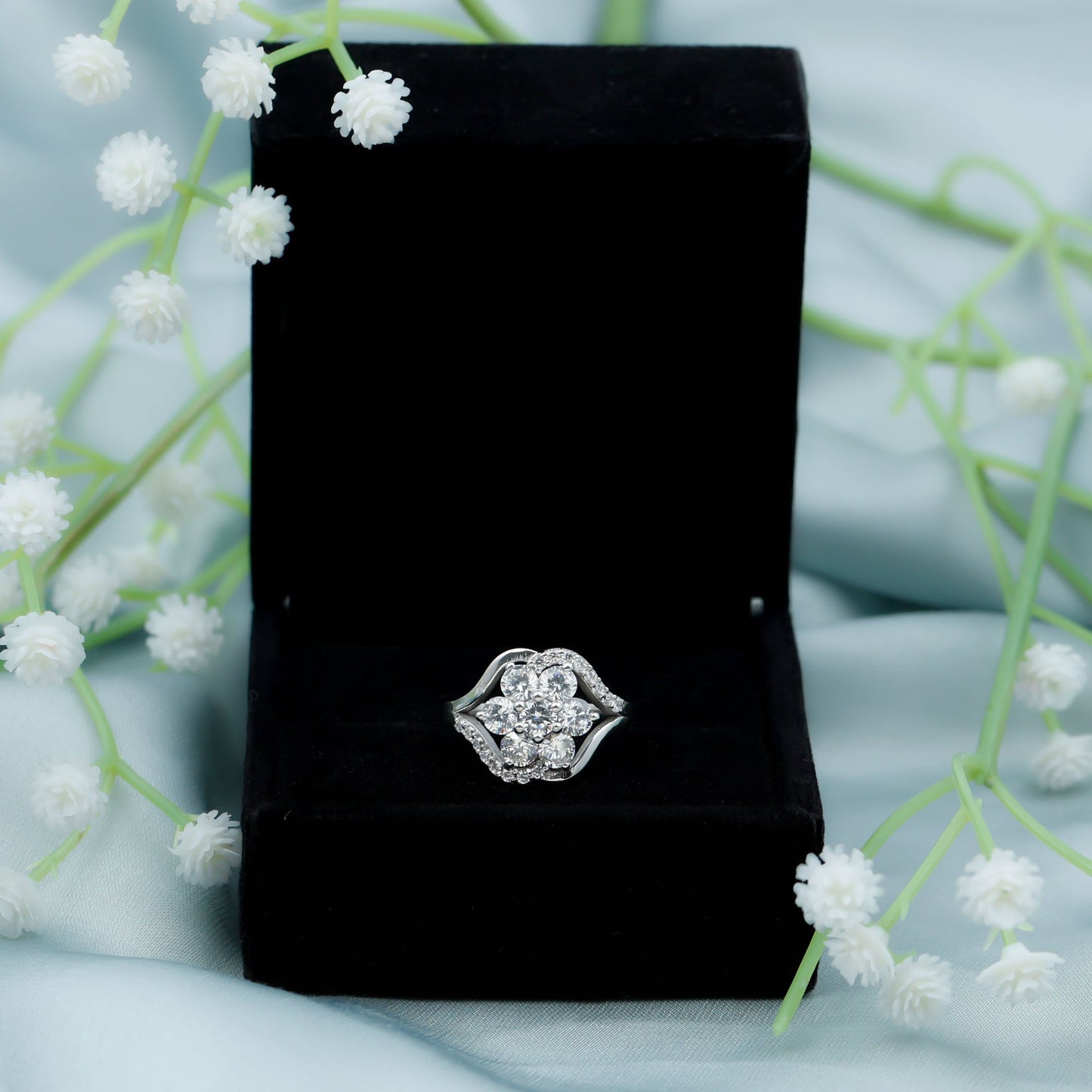 Certified Lab Grown Diamond Flower Statement Ring