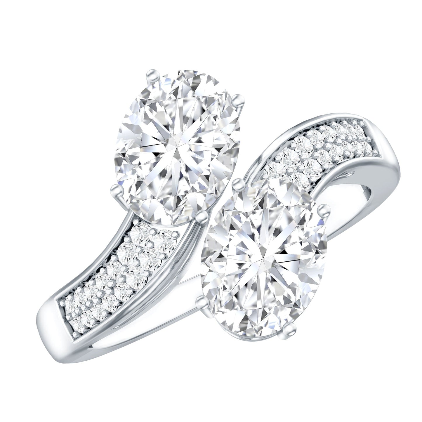 Certified Lab Grown Diamond Designer 2 Stone Engagement Ring