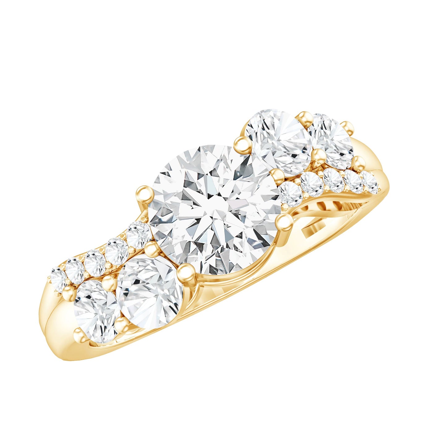 Certified Lab 1.2 Carat Round Diamond Designer Engagement Ring