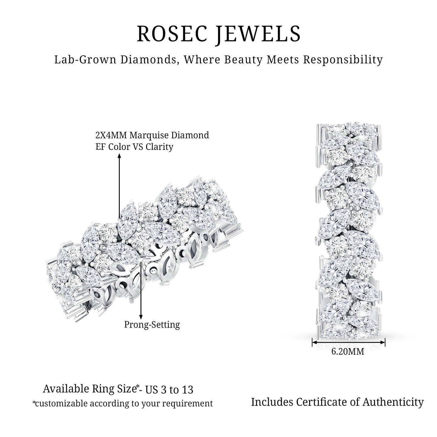 Certified Lab Grown Diamond Leaf Wedding Band