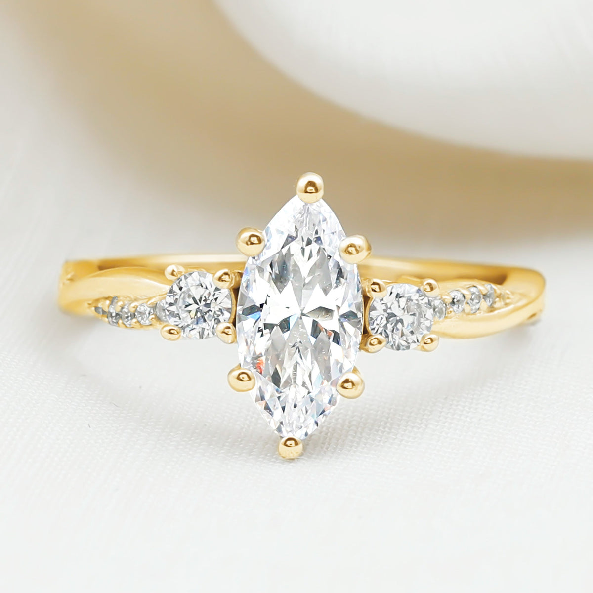 Brilliant Cut Marquise Lab Grown Diamond Engagement Ring