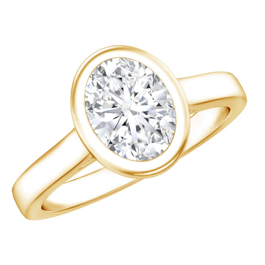 Certified 1 Carat Lab Grown Diamond Bezel Set Engagement Ring