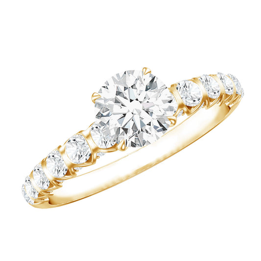 IGI Certified Round Lab Grown Diamond Side Stone Engagement Ring