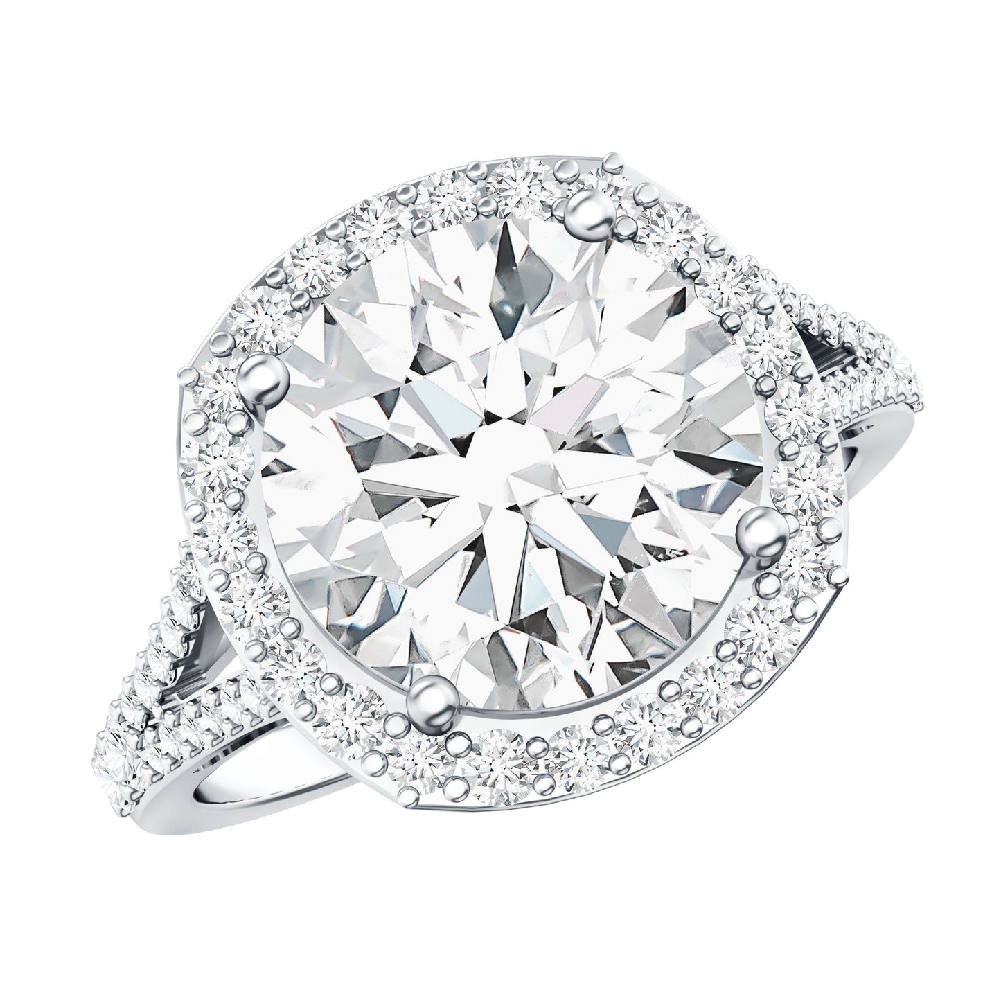 IGI Certified Lab Grown Diamond Statement Engagement Ring with Split Shank