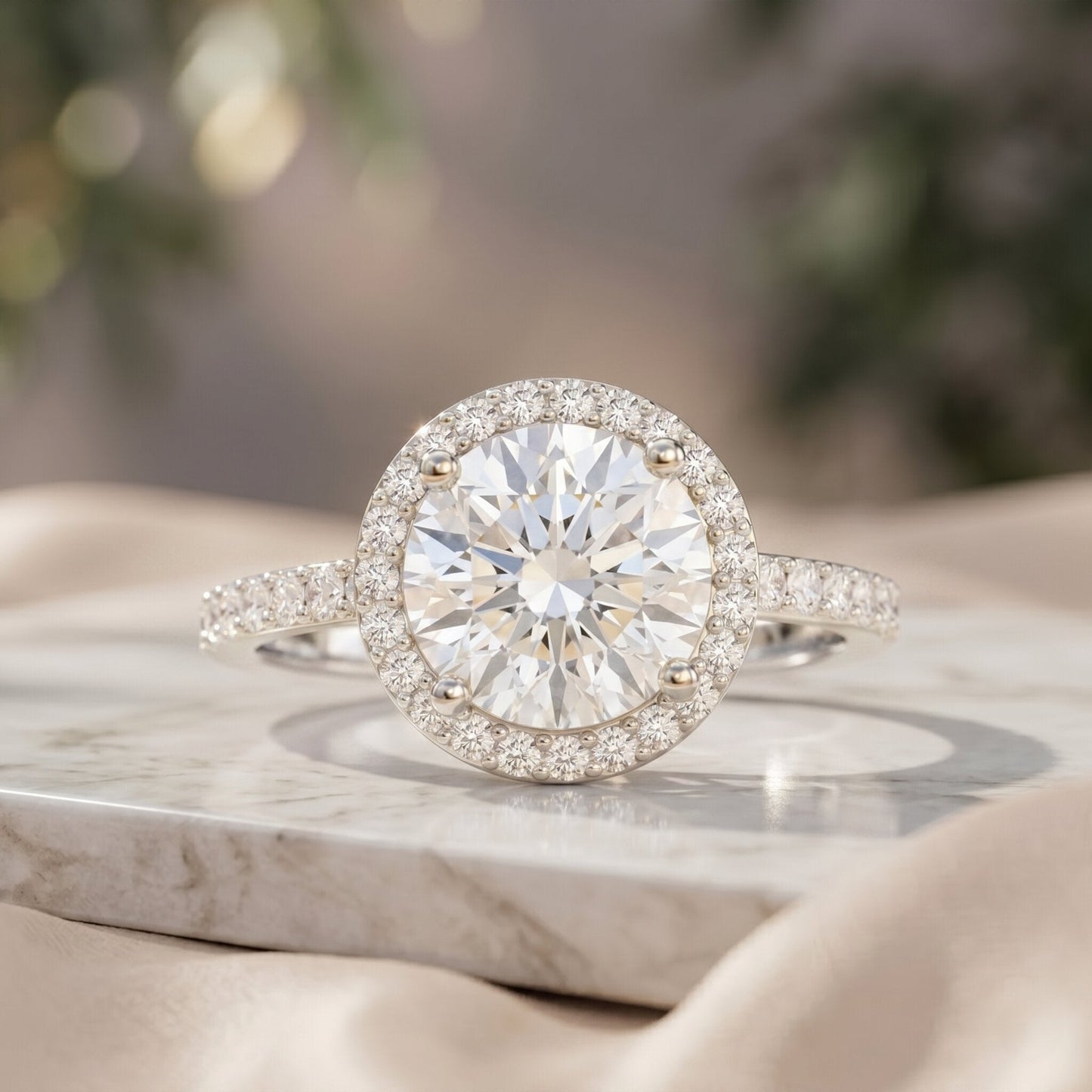 2 Carat Lab Grown Diamond Halo Engagement Ring with IGI Certificate