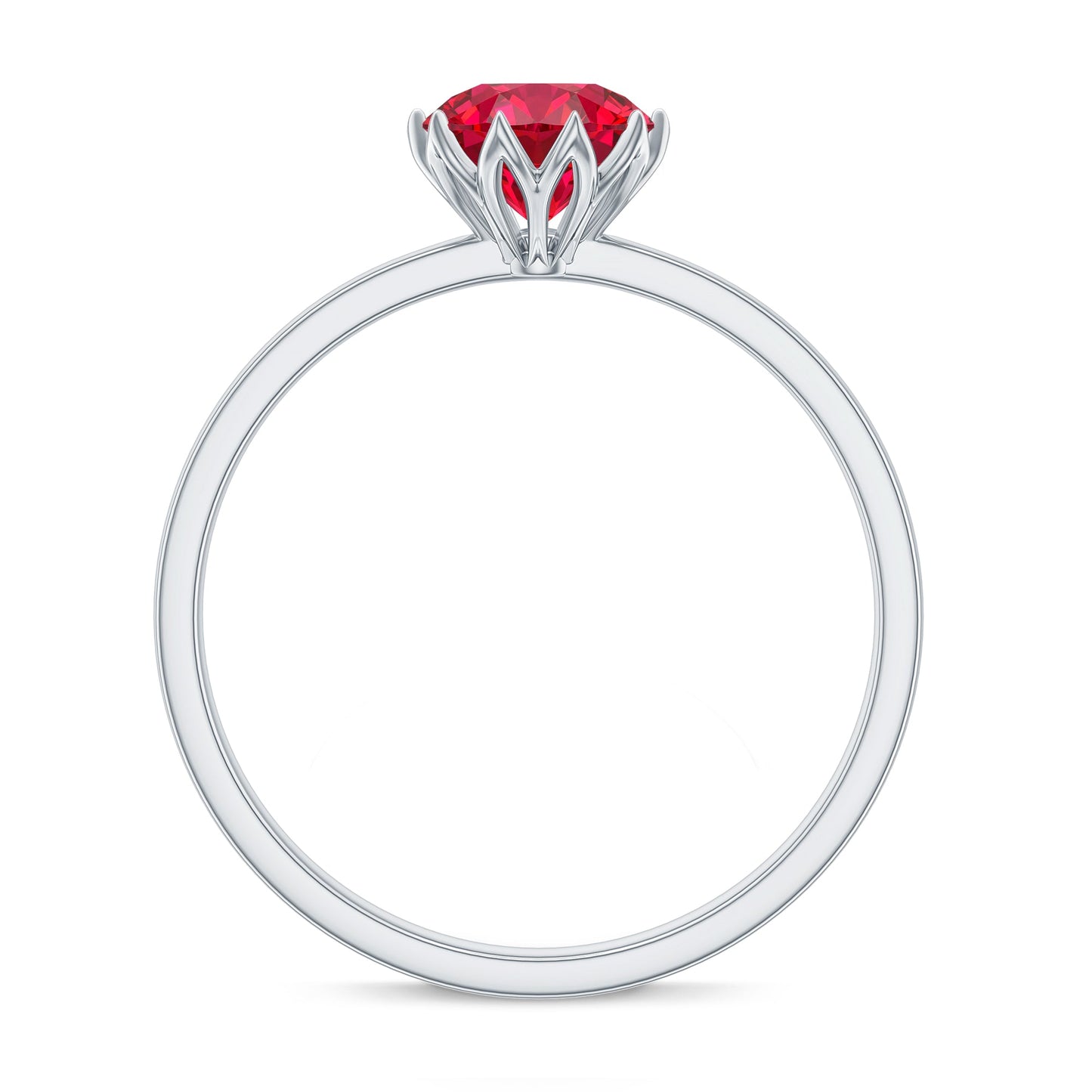 Certified 1.3 Carat Lab Grown Ruby Engagement Ring in Lotus Basket Setting