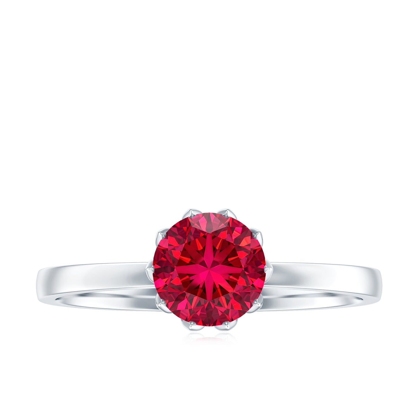 Certified 1.3 Carat Lab Grown Ruby Engagement Ring in Lotus Basket Setting