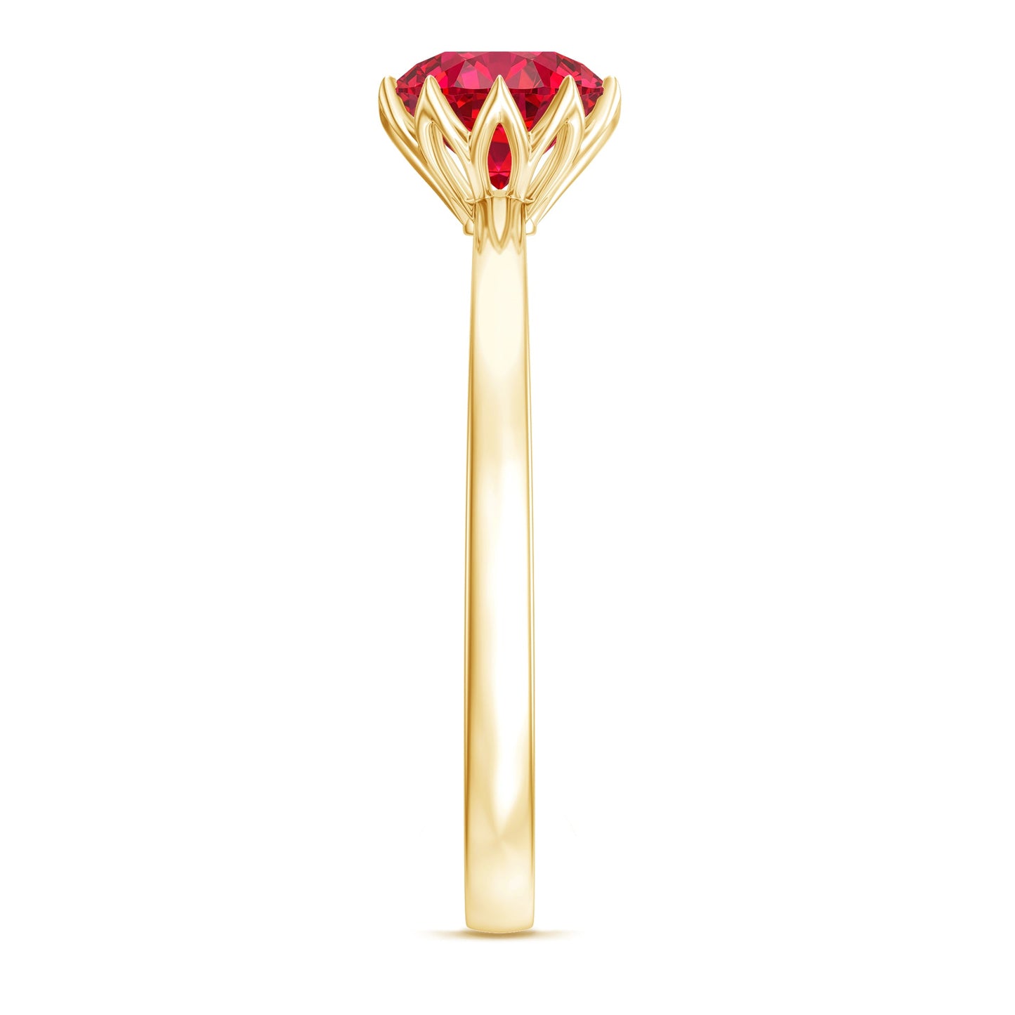 Certified 1.3 Carat Lab Grown Ruby Engagement Ring in Lotus Basket Setting