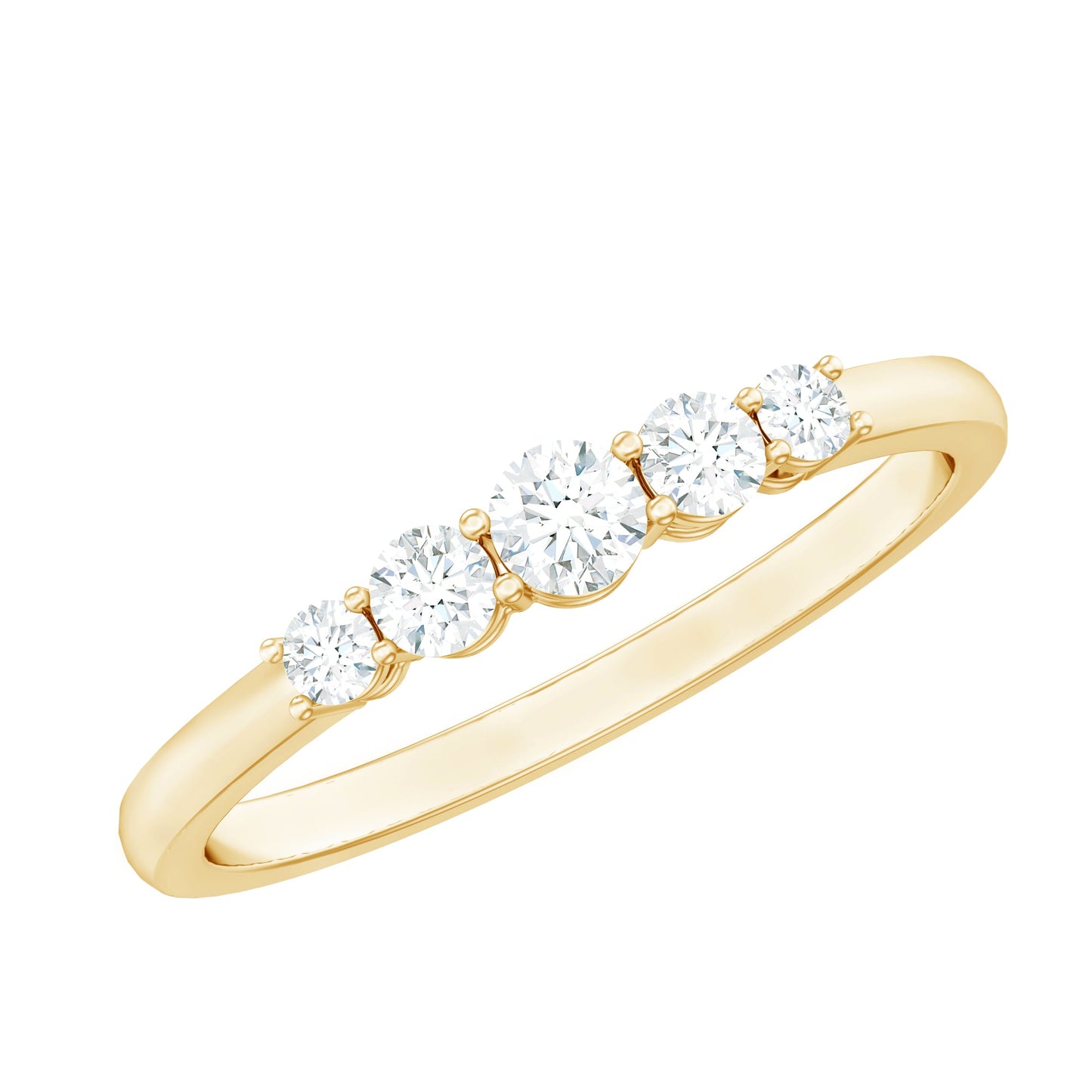 Round Cut Moissanite Five Stone Promise Ring