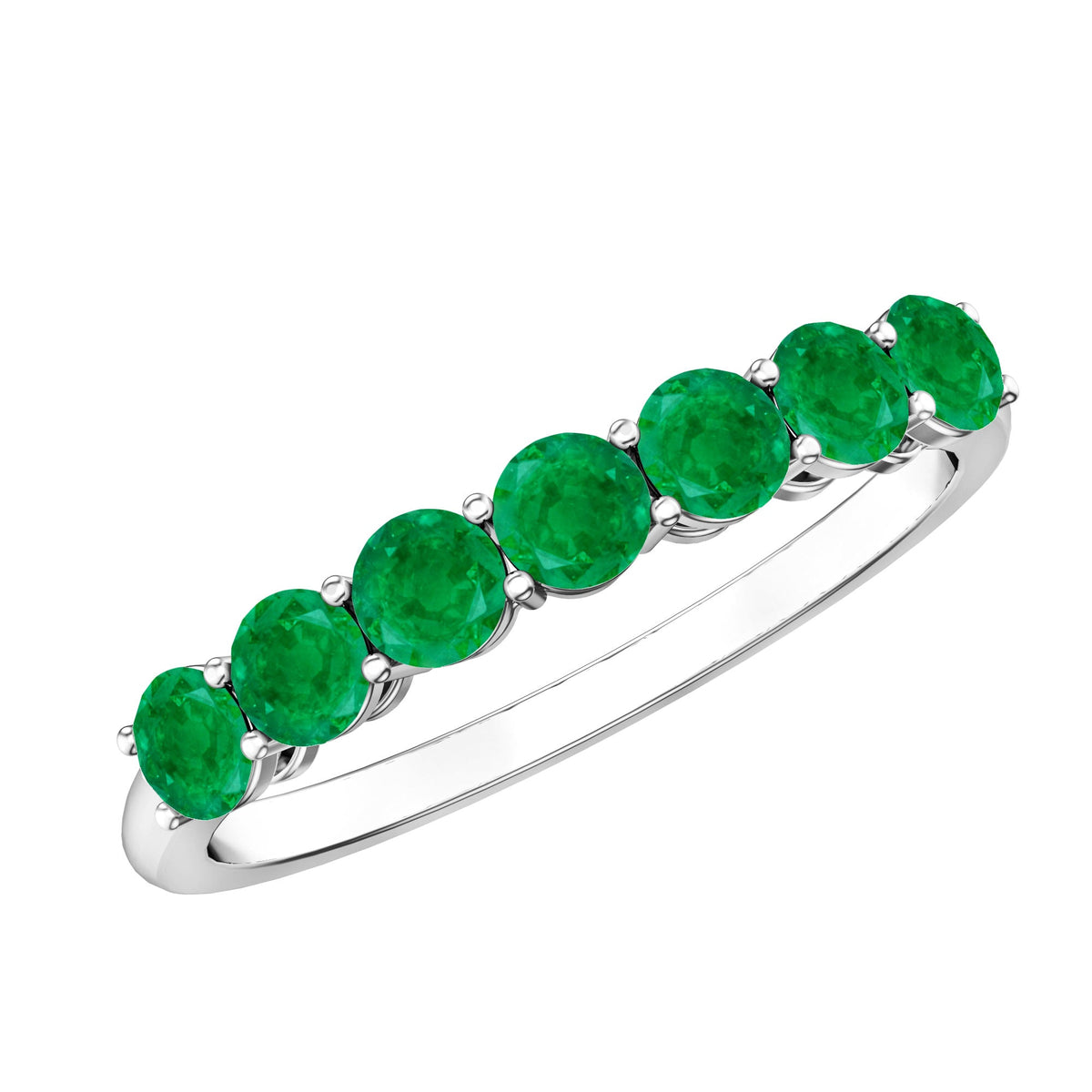 Certified 7 Stone Emerald Half Eternity Band for Women