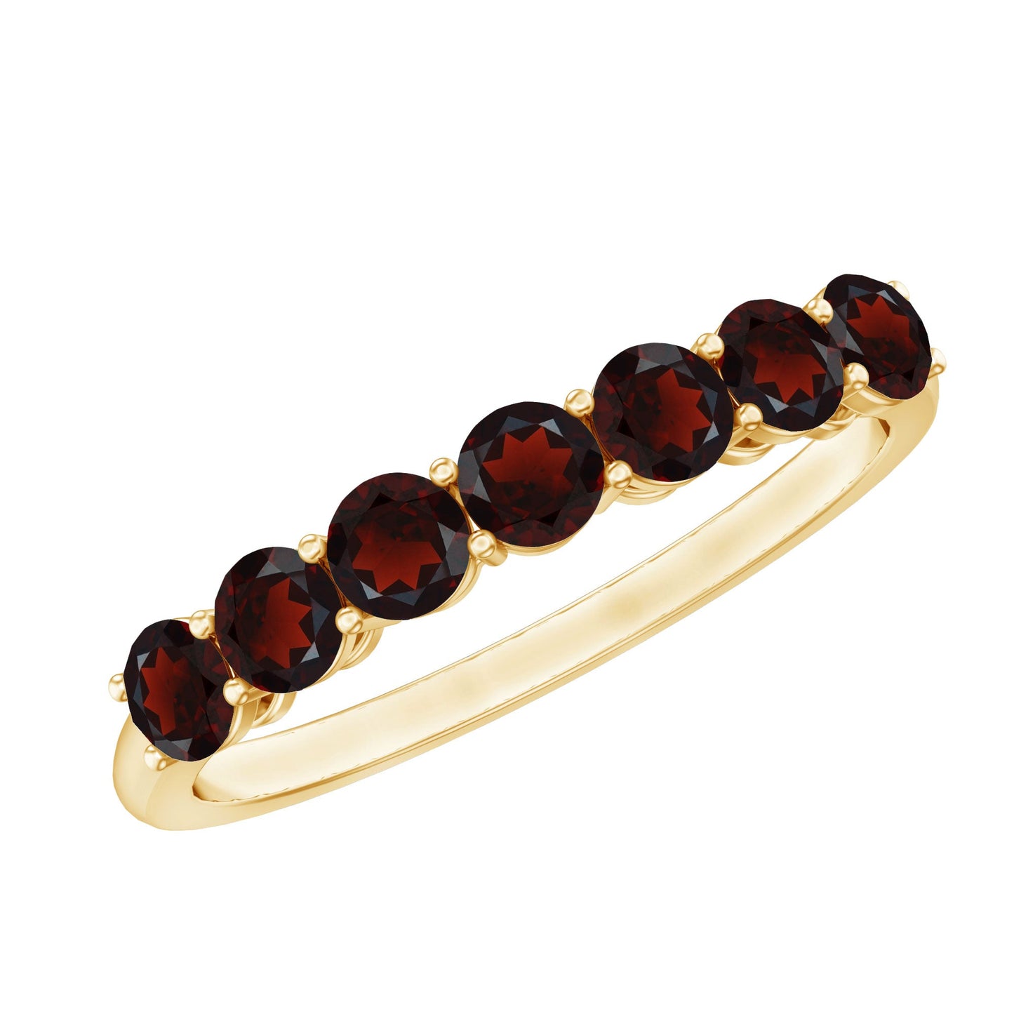 Certified Natural Garnet Half Eternity Ring for Anniversary