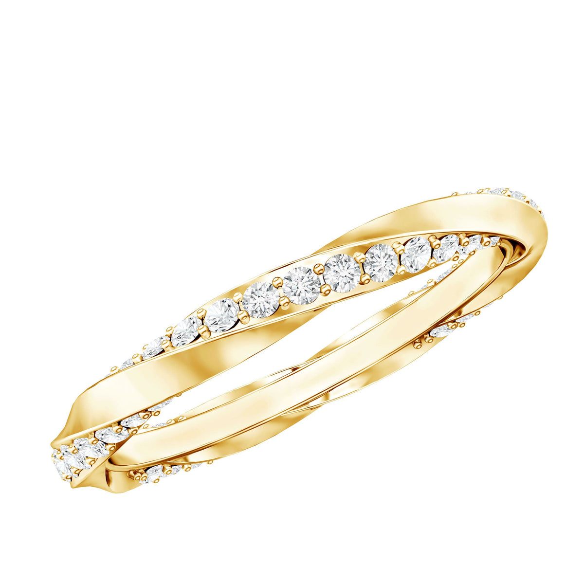 Pave Set Diamond Wedding Ring with Twisted Details