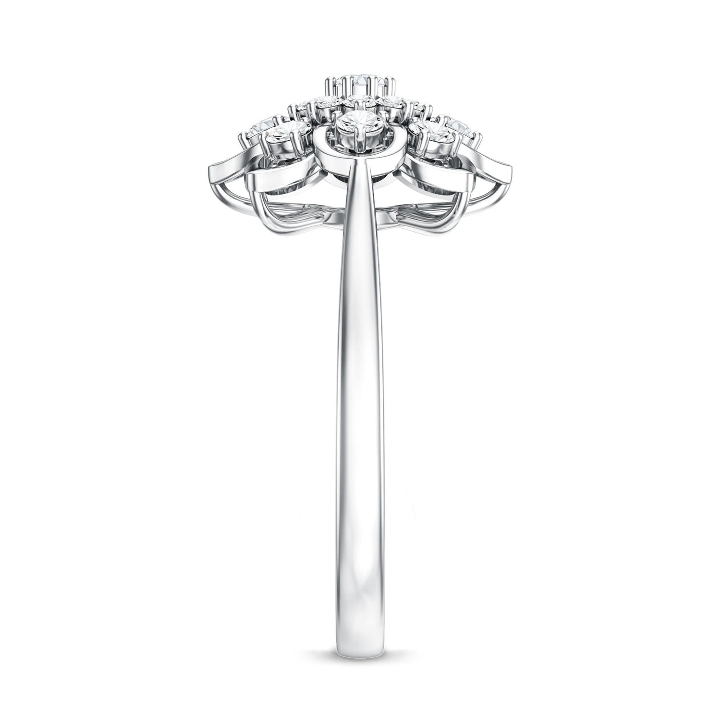 Certified Natural Diamond Flower Engagement Ring