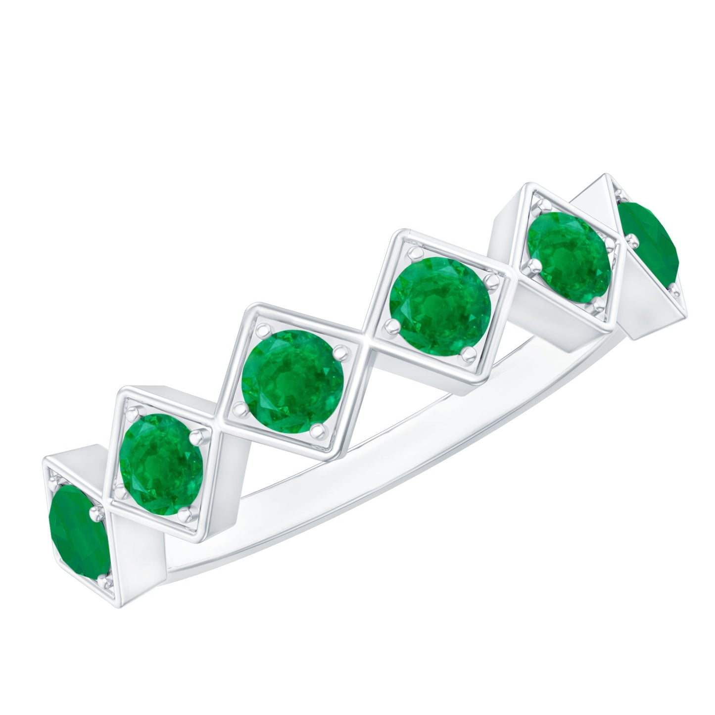 Geometric Emerald Half Eternity Ring for Women