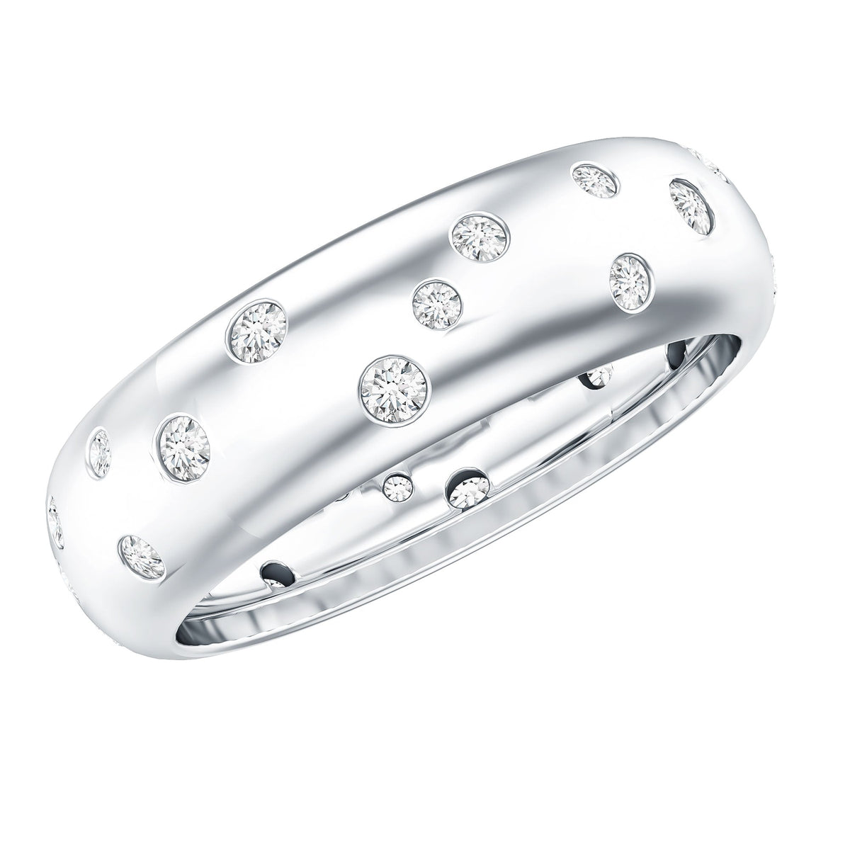 Scatter Moissanite Wedding Wide Band Ring