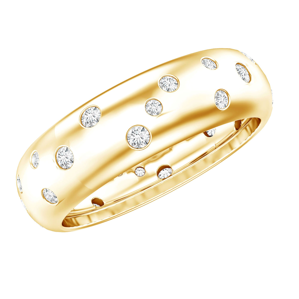 Scatter Moissanite Wedding Wide Band Ring