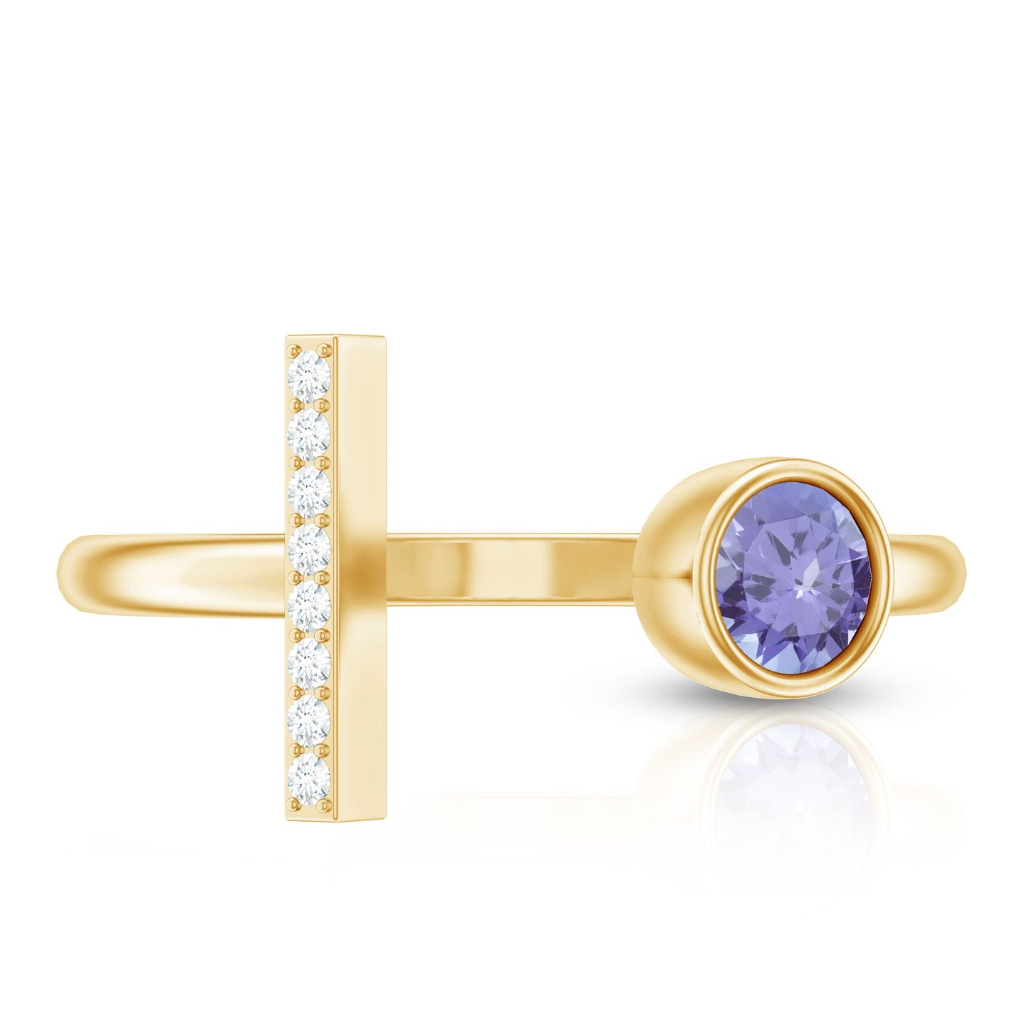 Contemporary Tanzanite Diamond Ring in Cuff Style