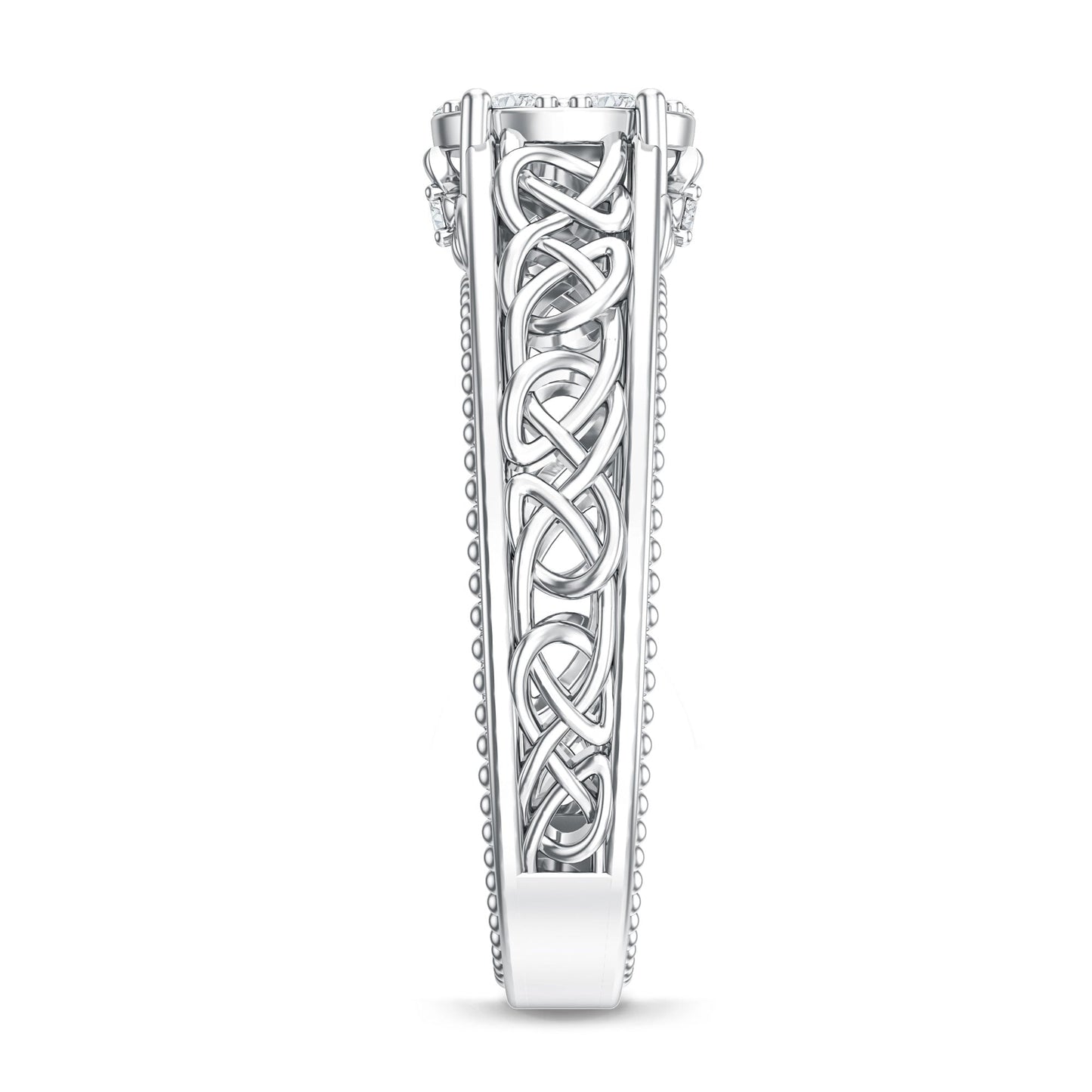 Illusion Real Diamond Celtic Knot Band Ring for Women