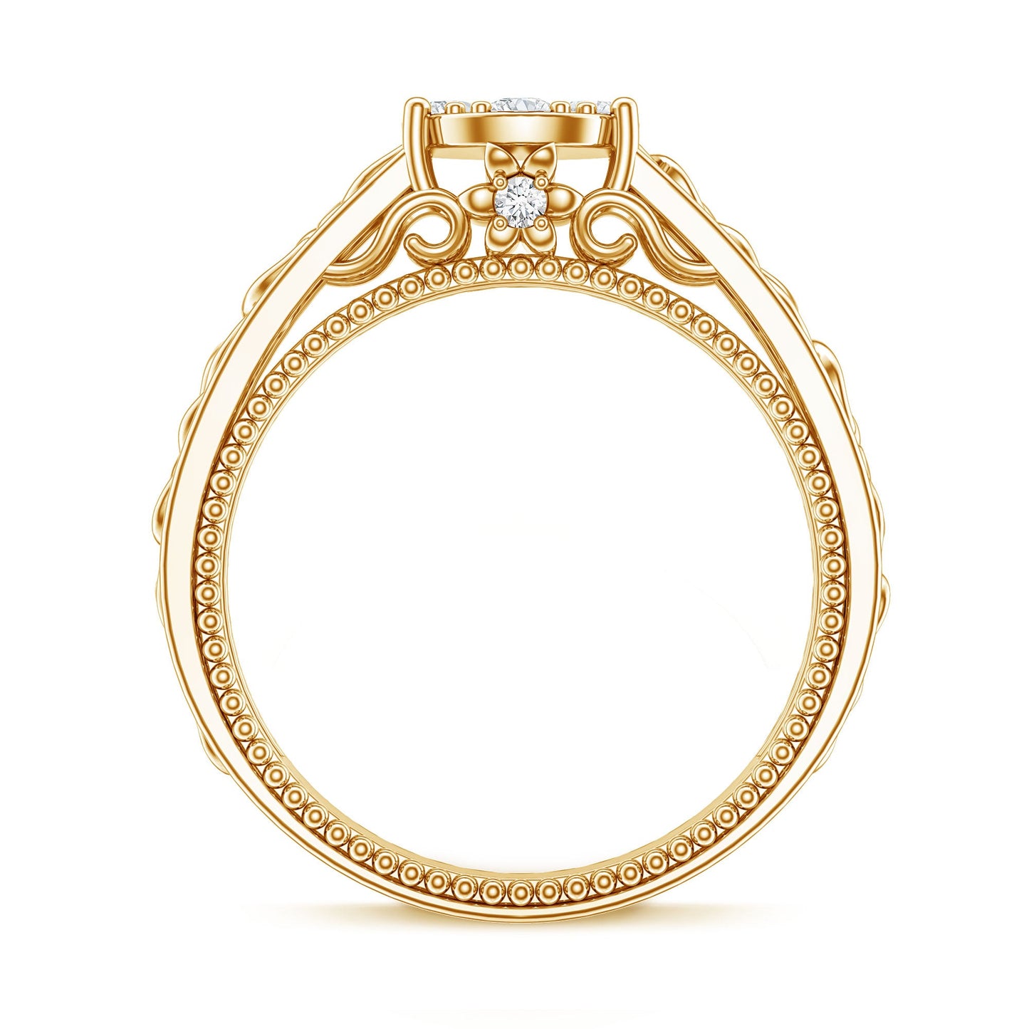 Illusion Real Diamond Celtic Knot Band Ring for Women