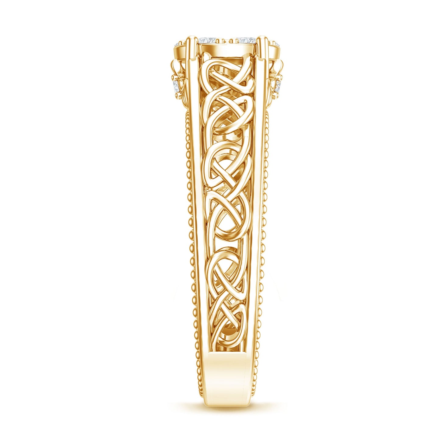 Illusion Real Diamond Celtic Knot Band Ring for Women